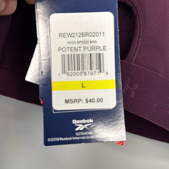 Reebok Sports Bra‎ Purple Medium Support in Size L  NWT - Picture 11 of 13